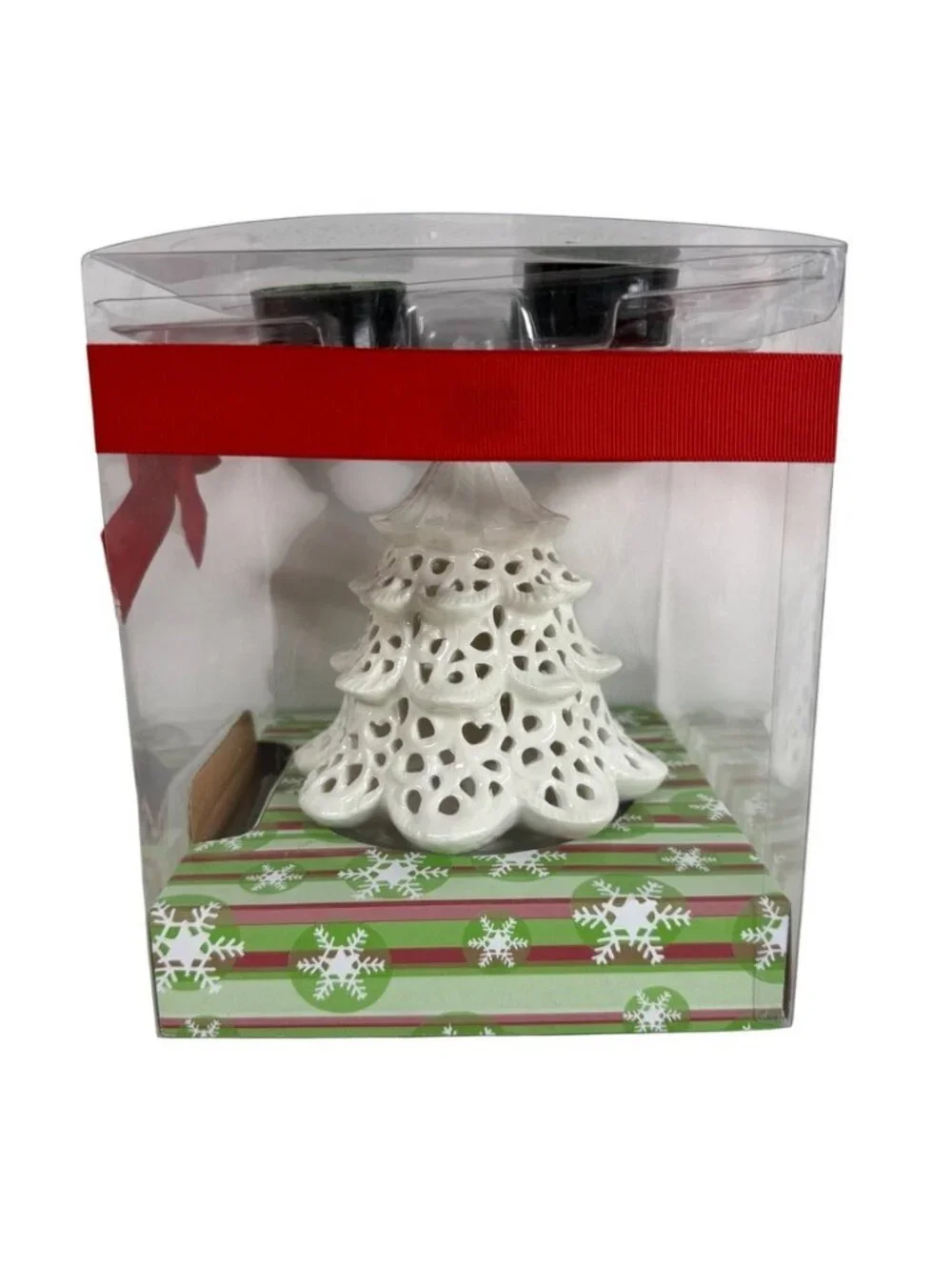 Yankee Candle White Ceramic Christmas Tree Luminary Tealight Holder 2009 NEW